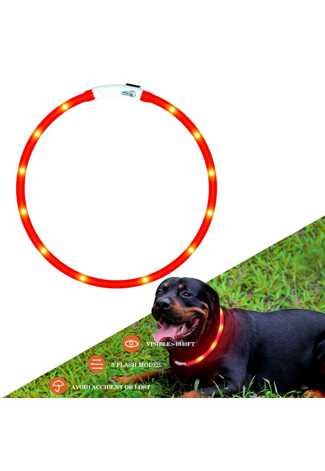 COLLAR CON LUZ DE GOMA ROJO MASCOTA USB TALLA M-1