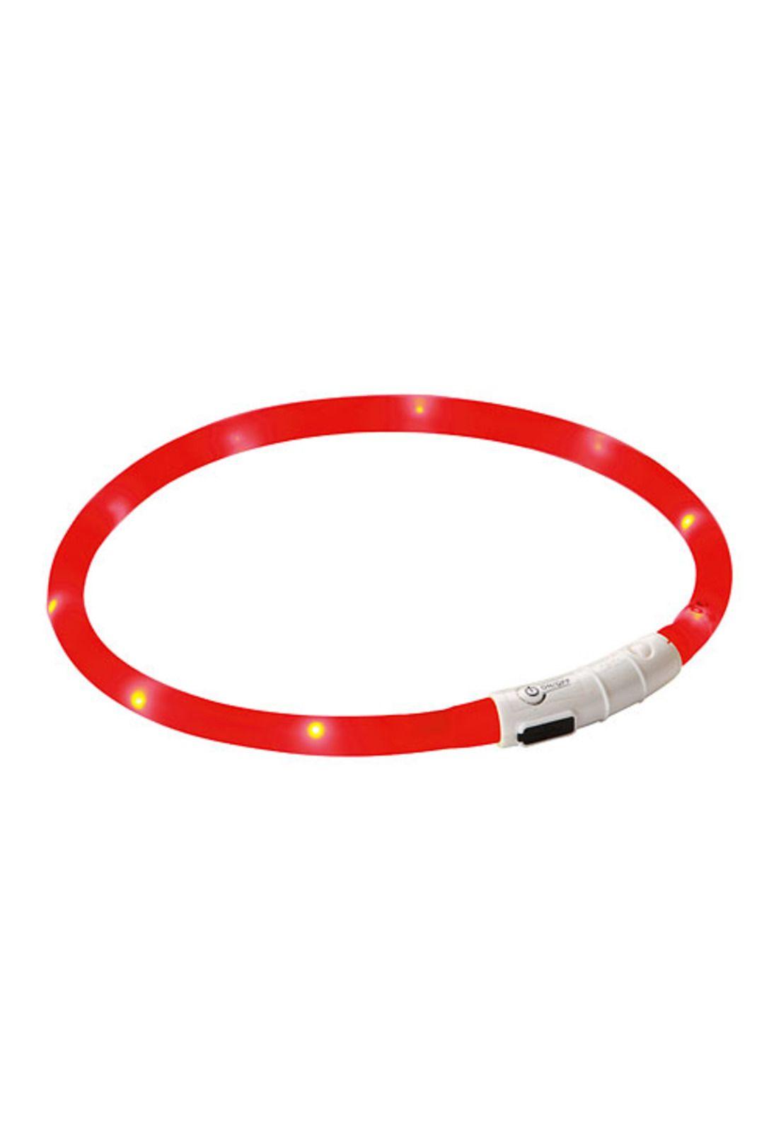 COLLAR CON LUZ DE GOMA ROJO MASCOTA USB TALLA M-3