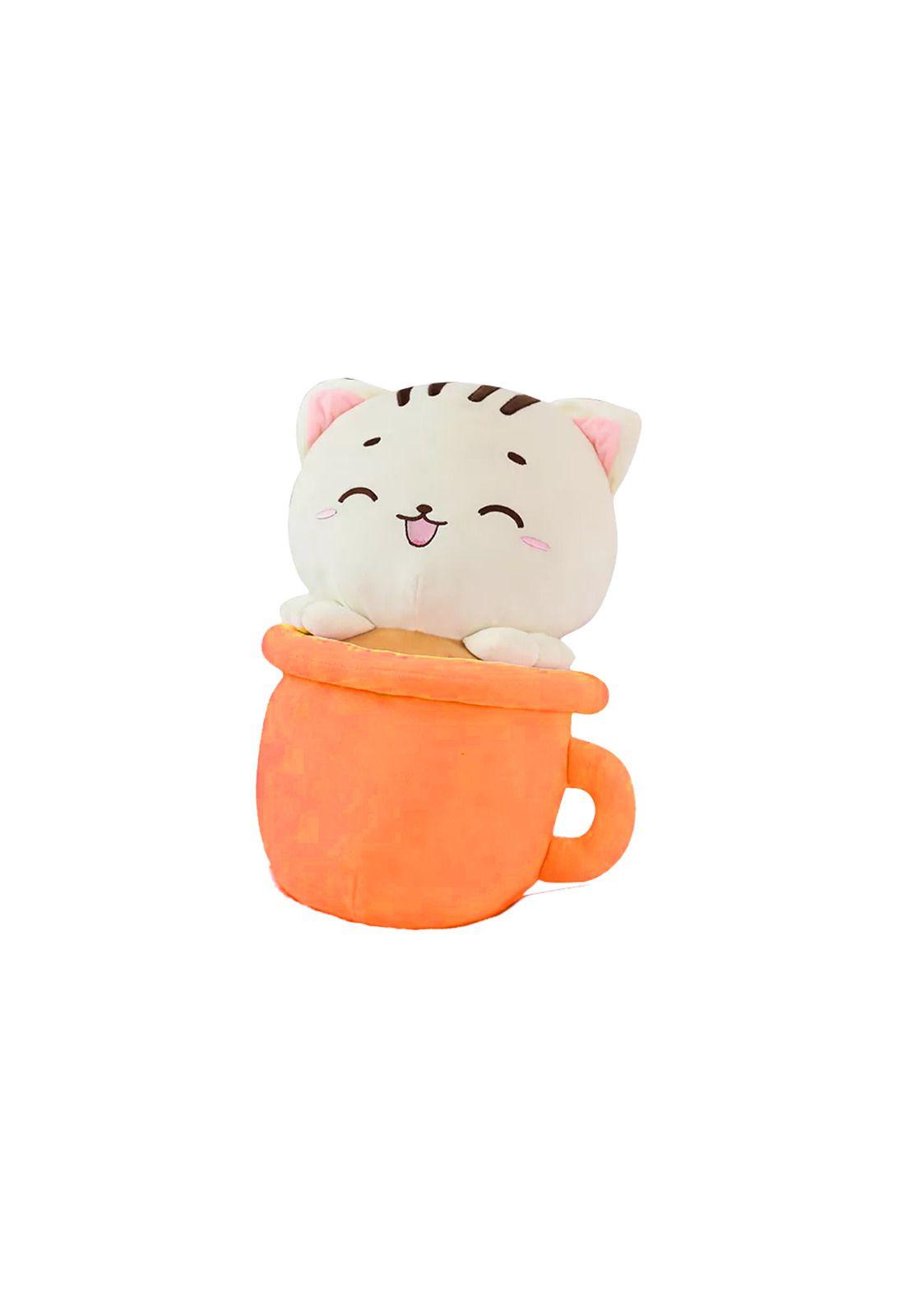 Peluche Gatito Kawaii En Taza Naranja-0