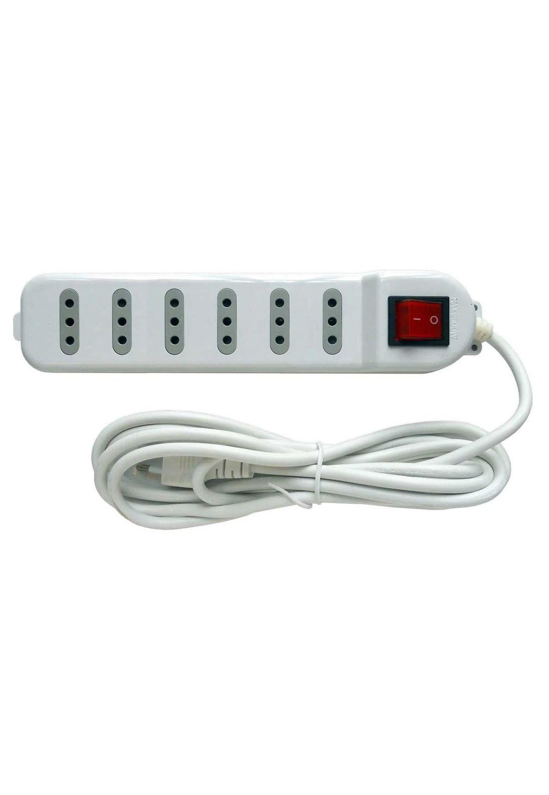 Alargador con Switch 6 tomas 3 Mts Blanco Macrotel-0