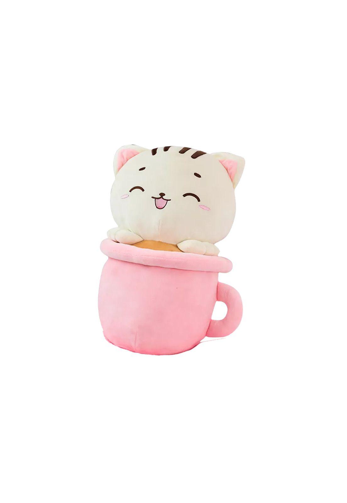 Peluche Gatito Kawaii En Taza Rosa-0