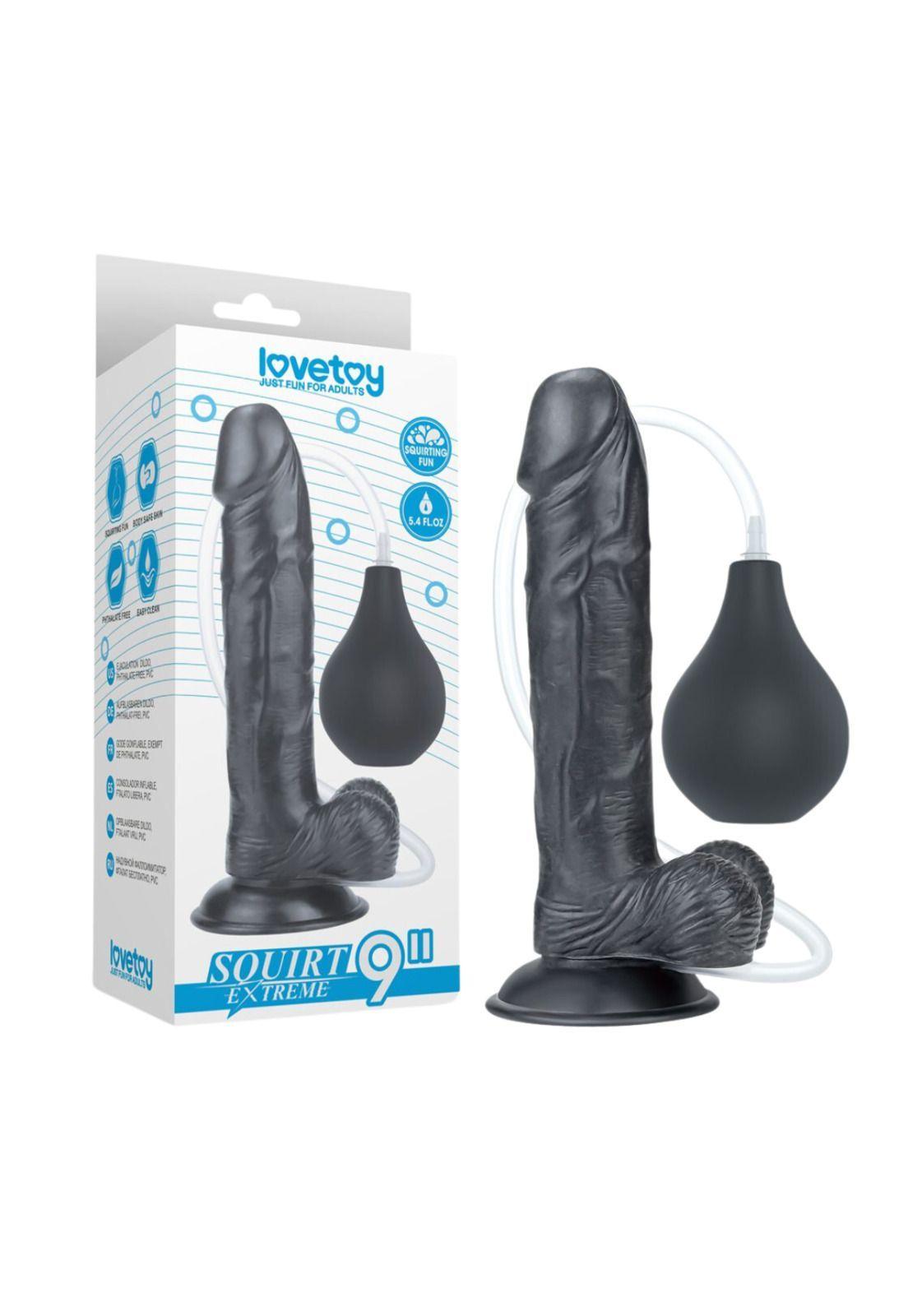Dildo Consolador Eyaculador Squirt Extreme Negro 22cm Lovetoy-1