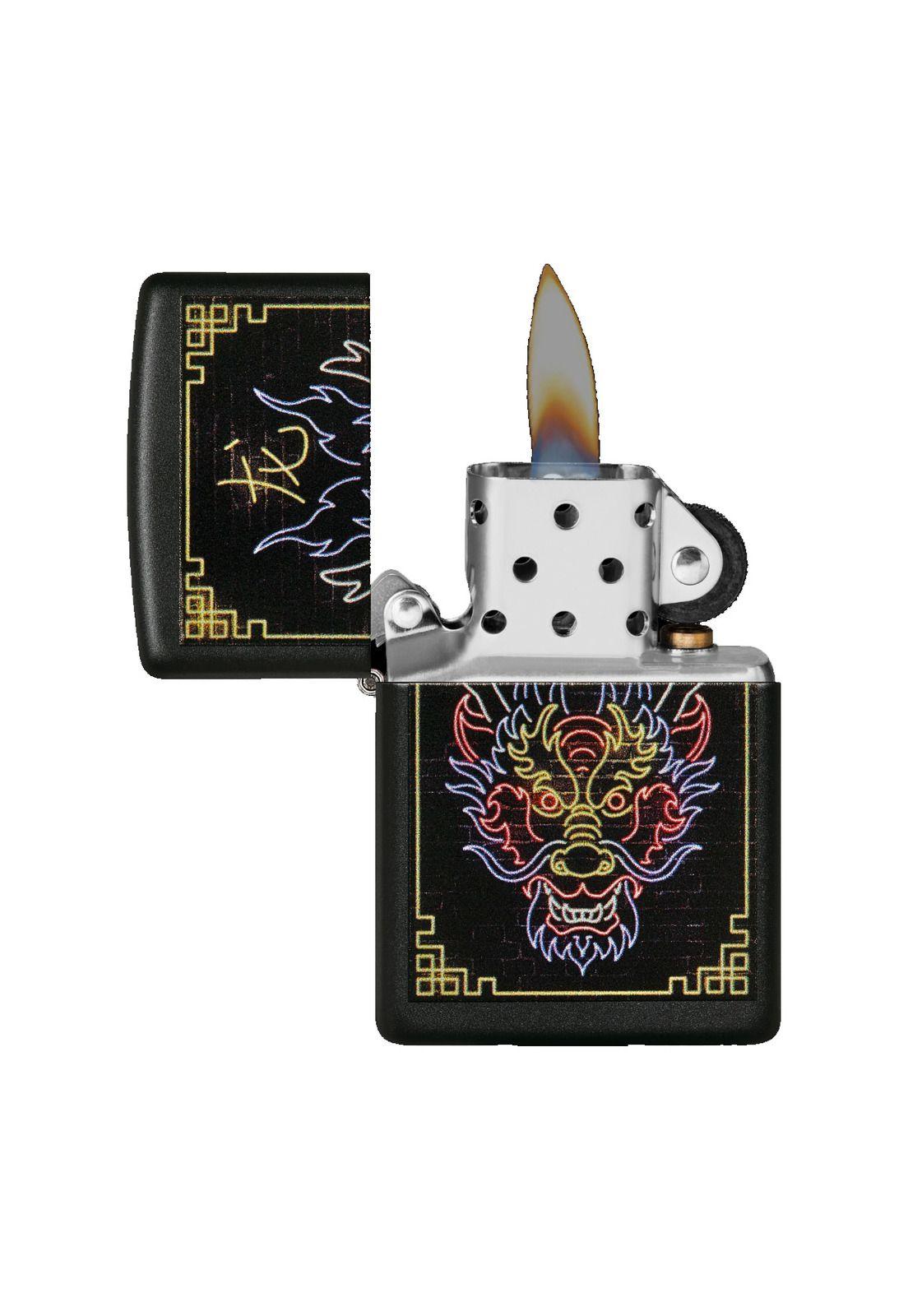 Encendedor Zippo Neon Dragon Design Negro Zp49396-1