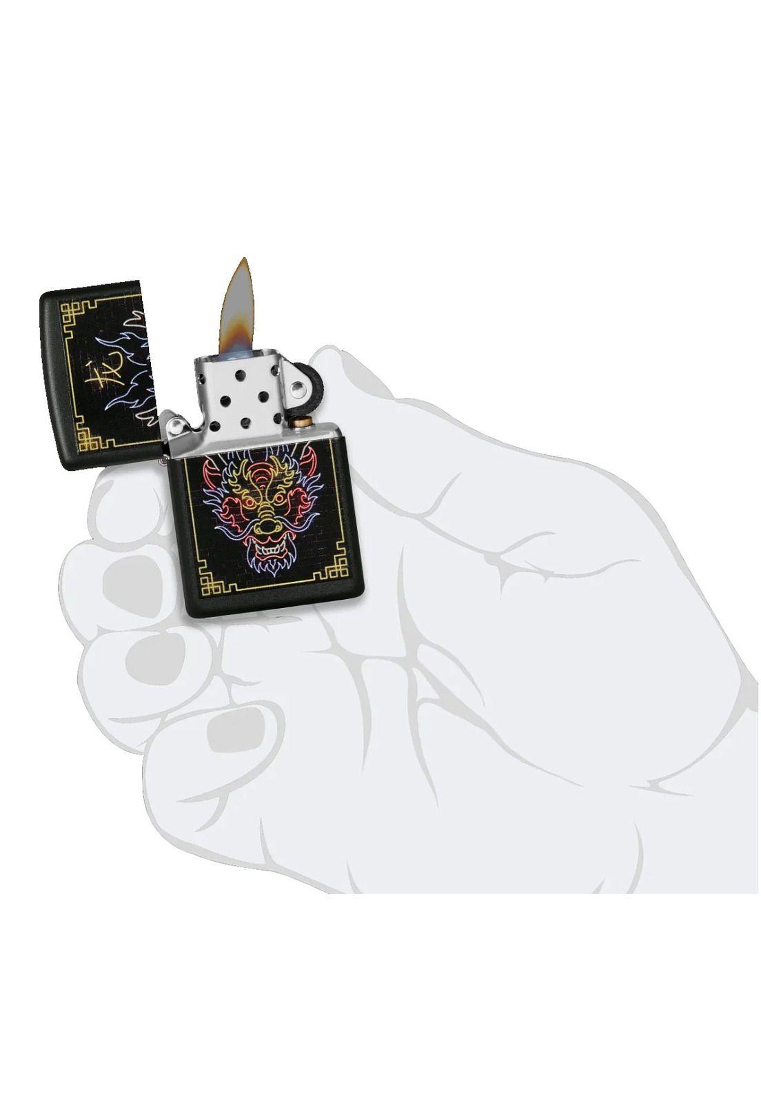 Encendedor Zippo Neon Dragon Design Negro Zp49396-6