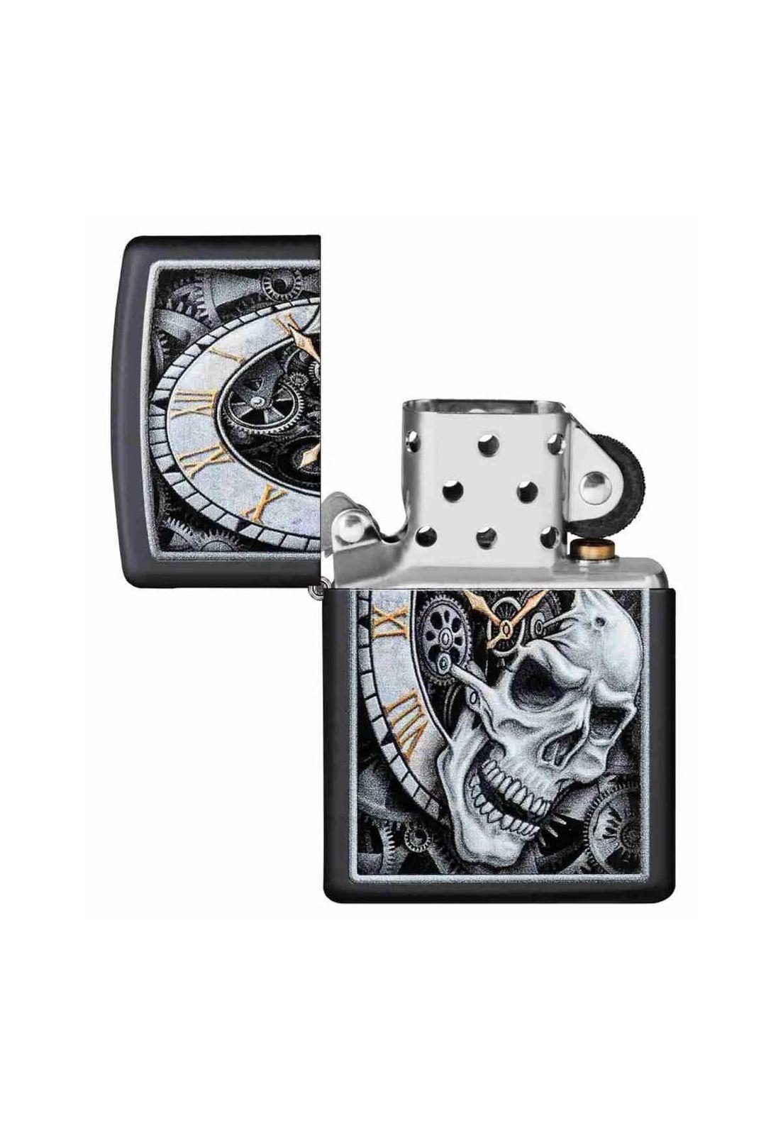 Encendedor Zippo Skull Clock Design Negro ZP29854 (Talle:Tamaño Único)-3