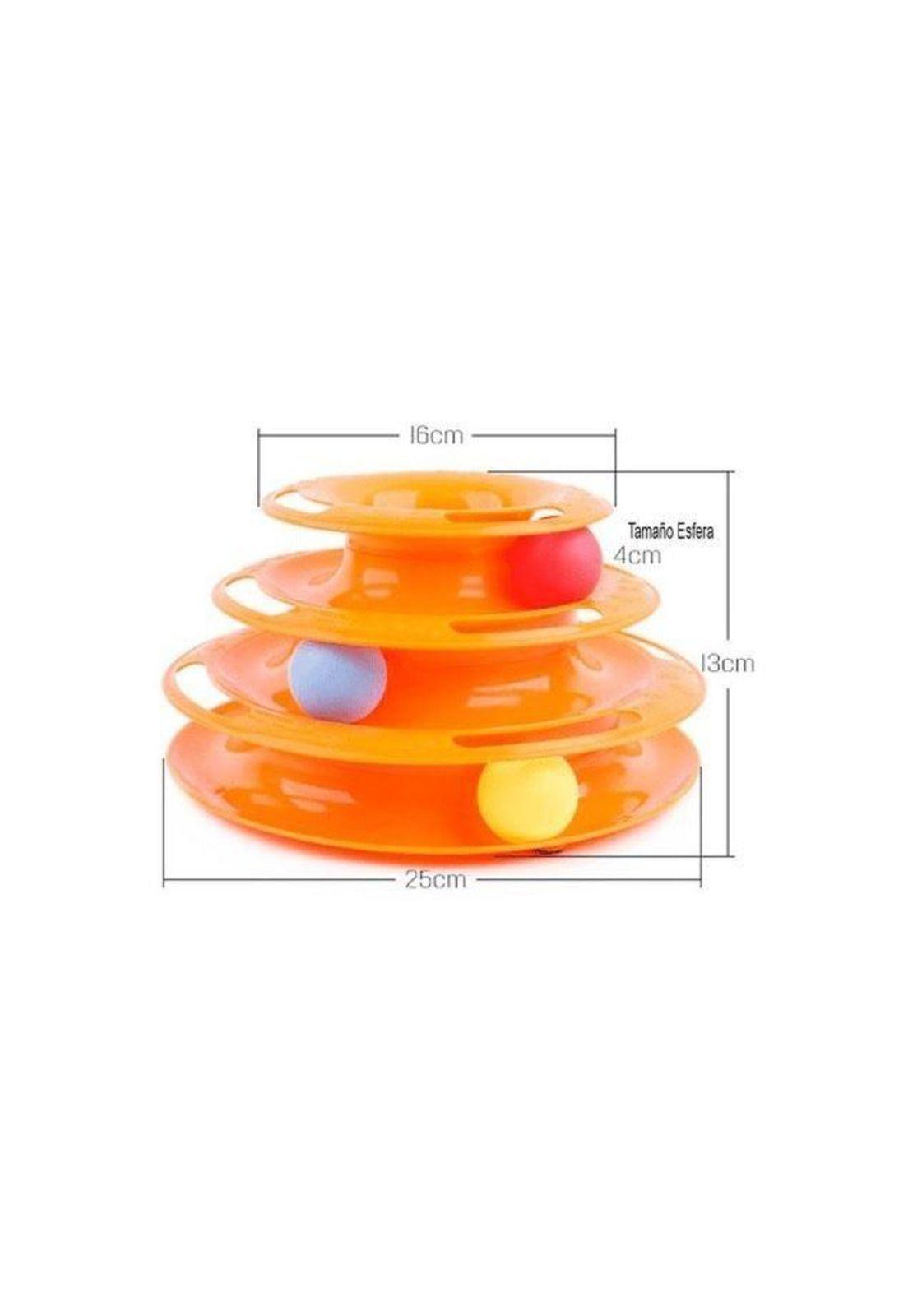 Juguete Para Gatos Torre De 3 Niveles Con Pelotas Naranjo-1