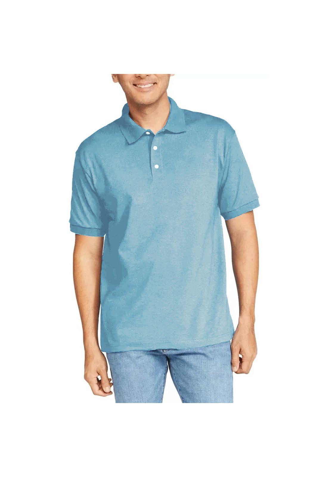 Polera Pique Lisa Manga Corta Color Celeste Sangiovanni-3