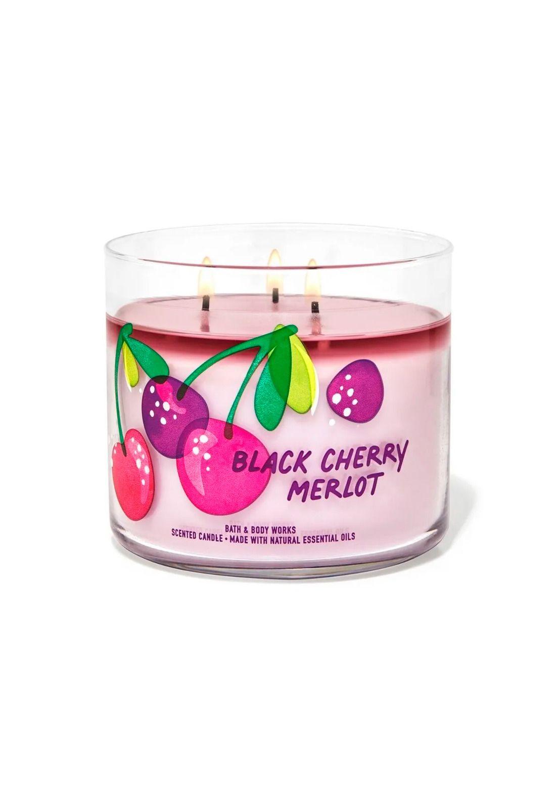 Vela Aromatica 3 mechas Black Cherry Merlot Bath and Body -0