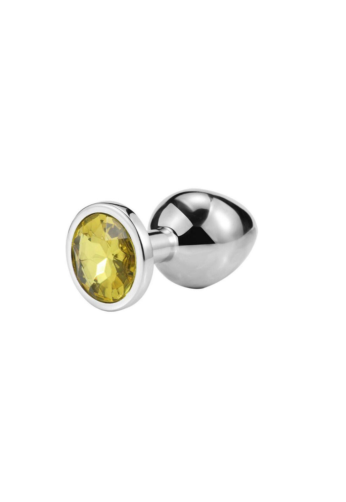 Plug Anal Dilatador Acero Inoxidable Cristal Amarillo 7x3cm-0