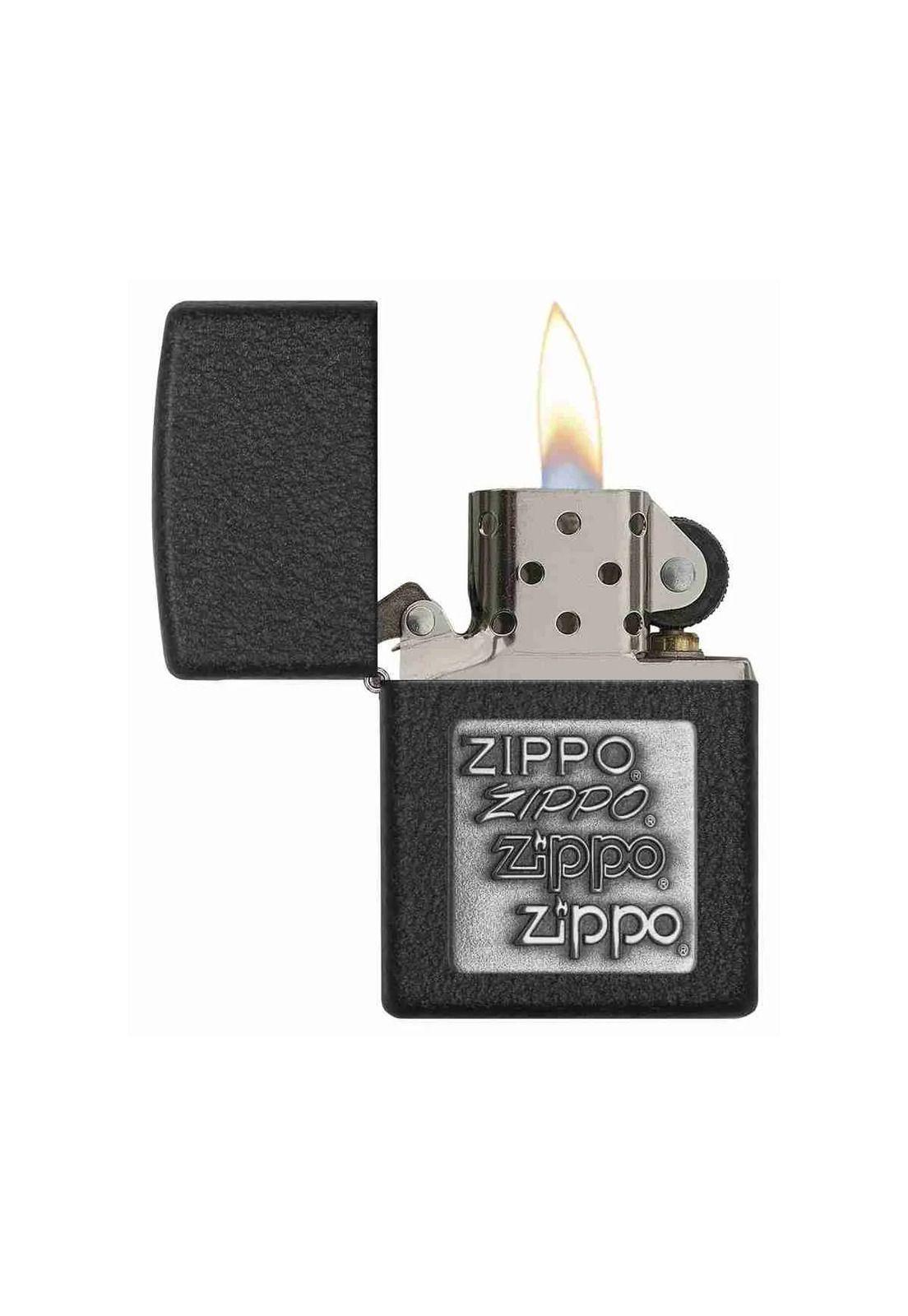 Encendedor Zippo Black Crackle Silver Logo Negro ZP363-1
