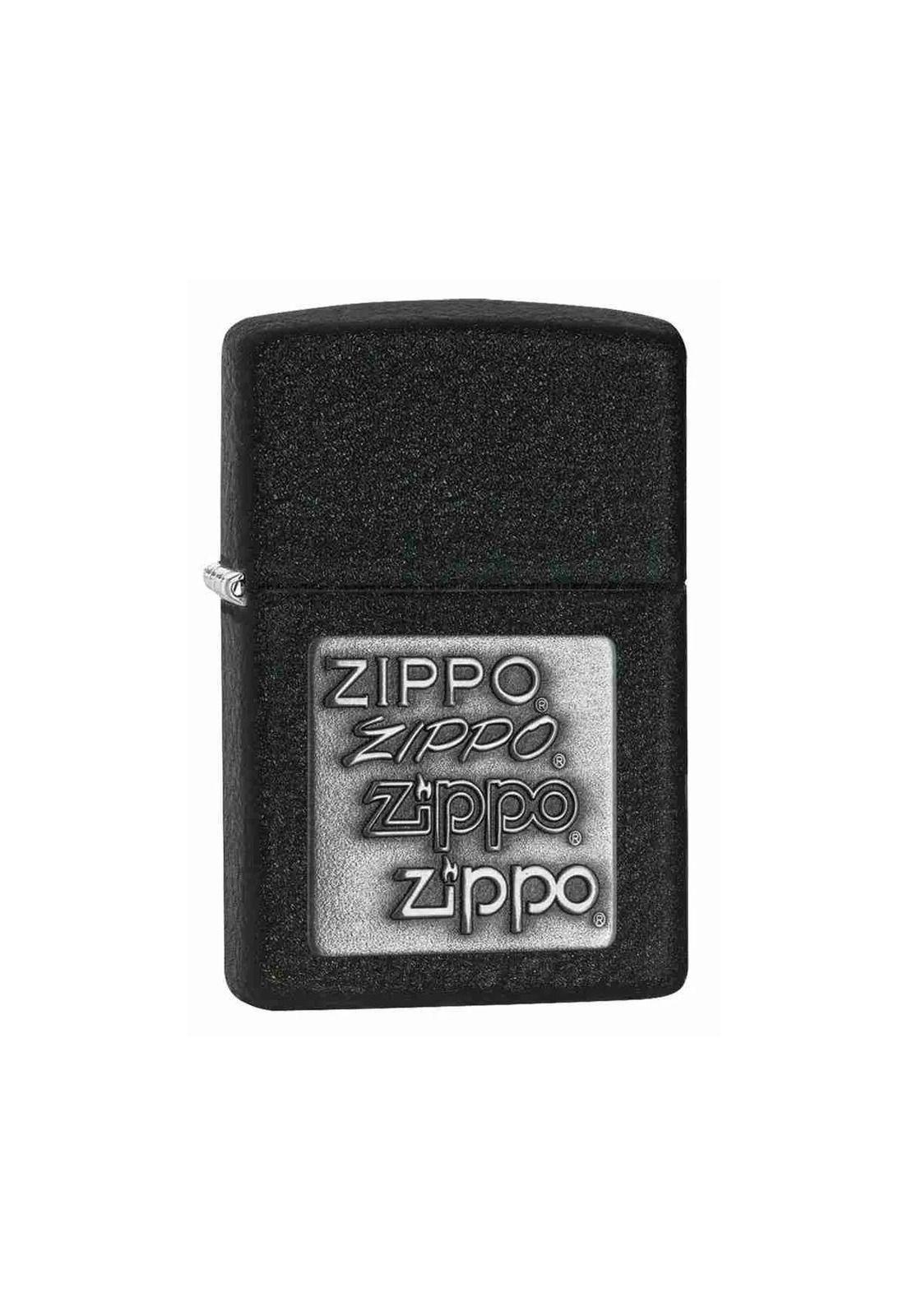 Encendedor Zippo Black Crackle Silver Logo Negro ZP363-2