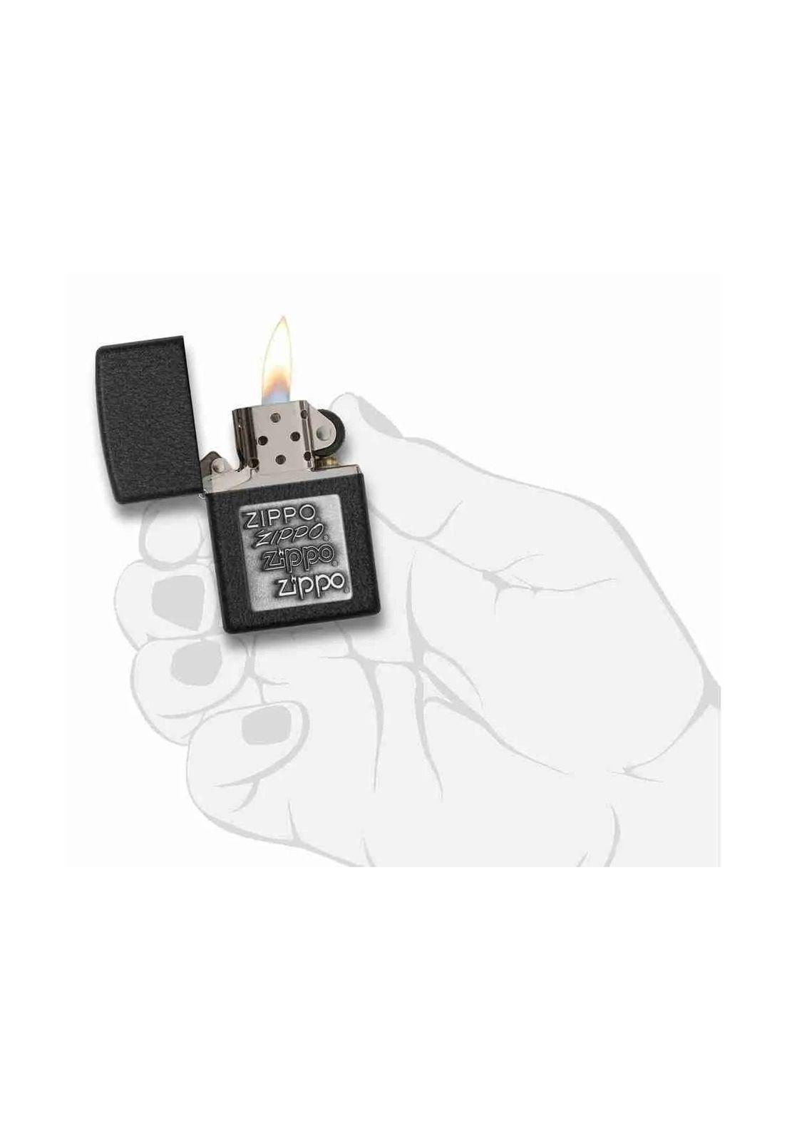 Encendedor Zippo Black Crackle Silver Logo Negro ZP363-4