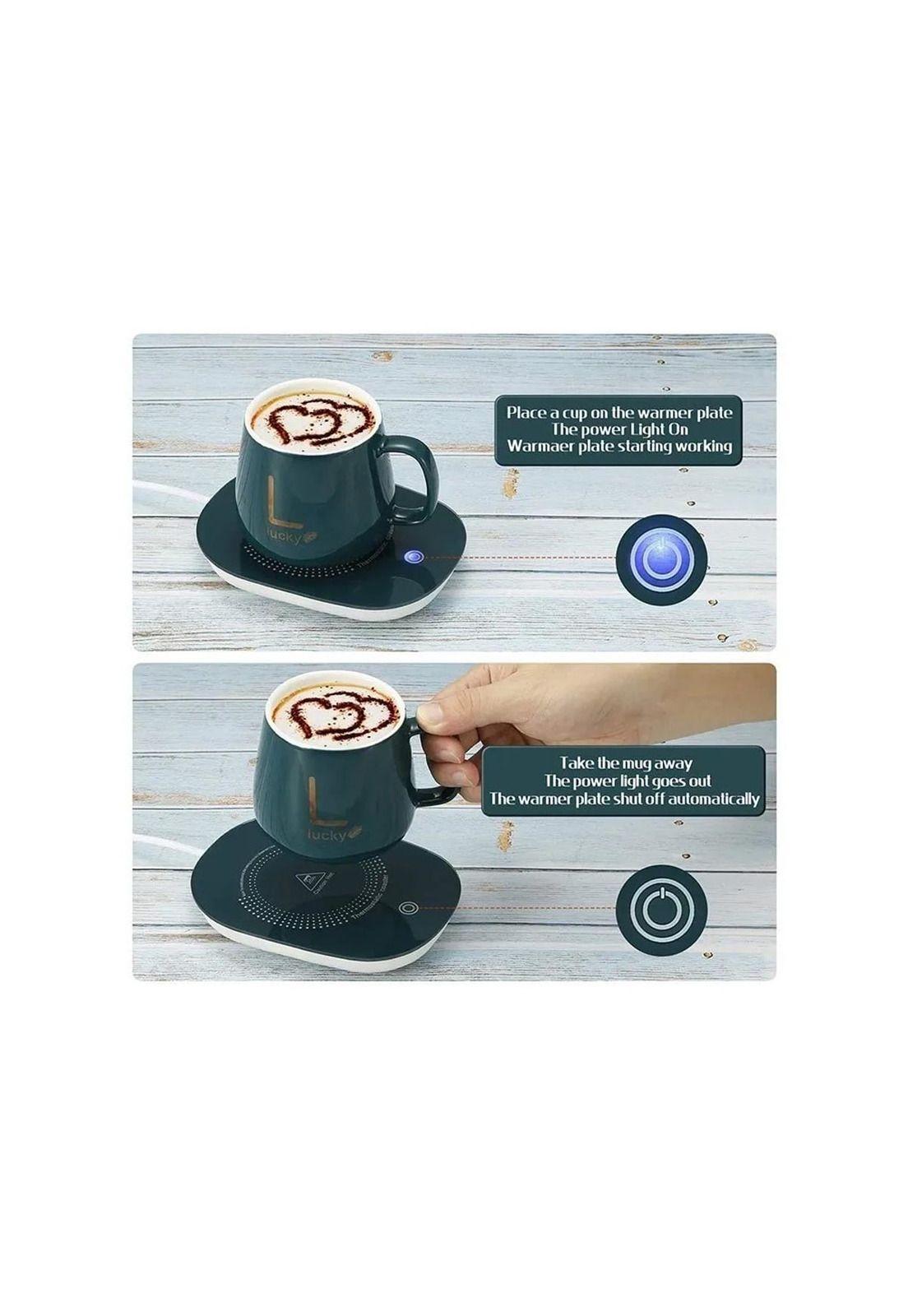 Taza Con Calentador Eléctrico Caja De Regalo Cuchara Verde-7