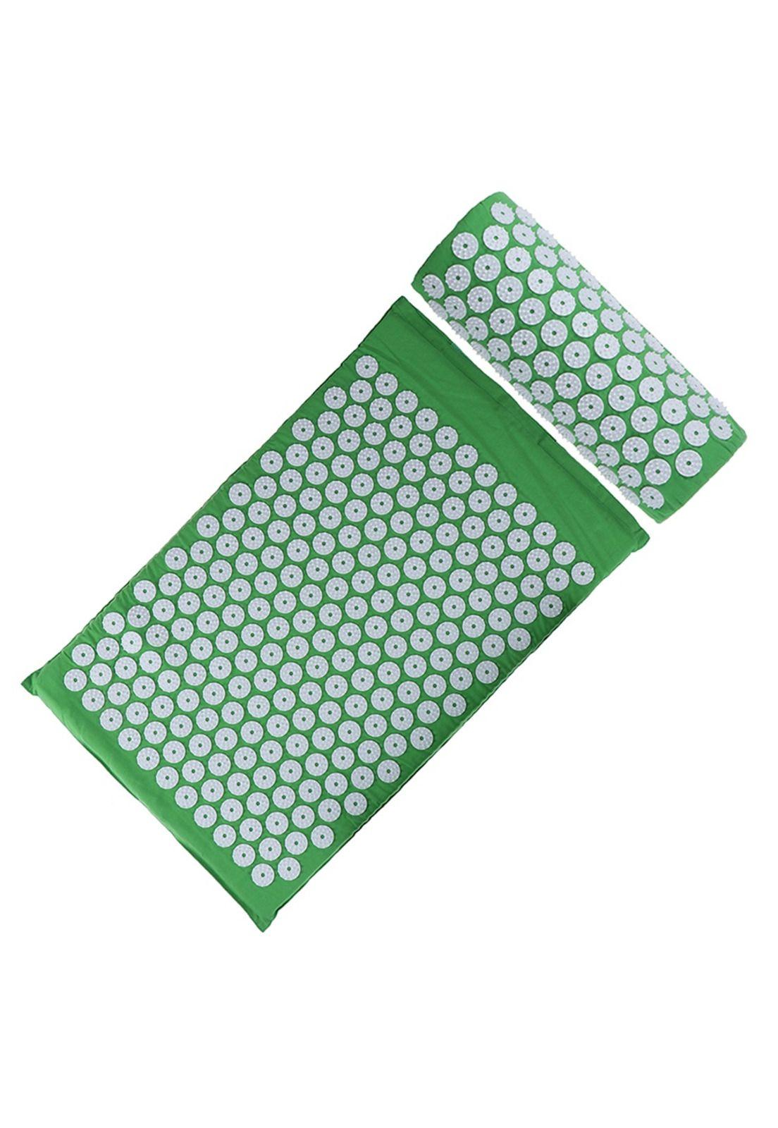Alfombra Acupress Almohada Esterilla Yoga Acupresión Verde-0