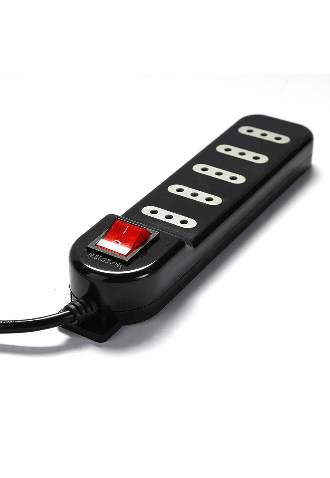 Alargador con Switch 5 tomas 3 Mts Negro Macrotel-1