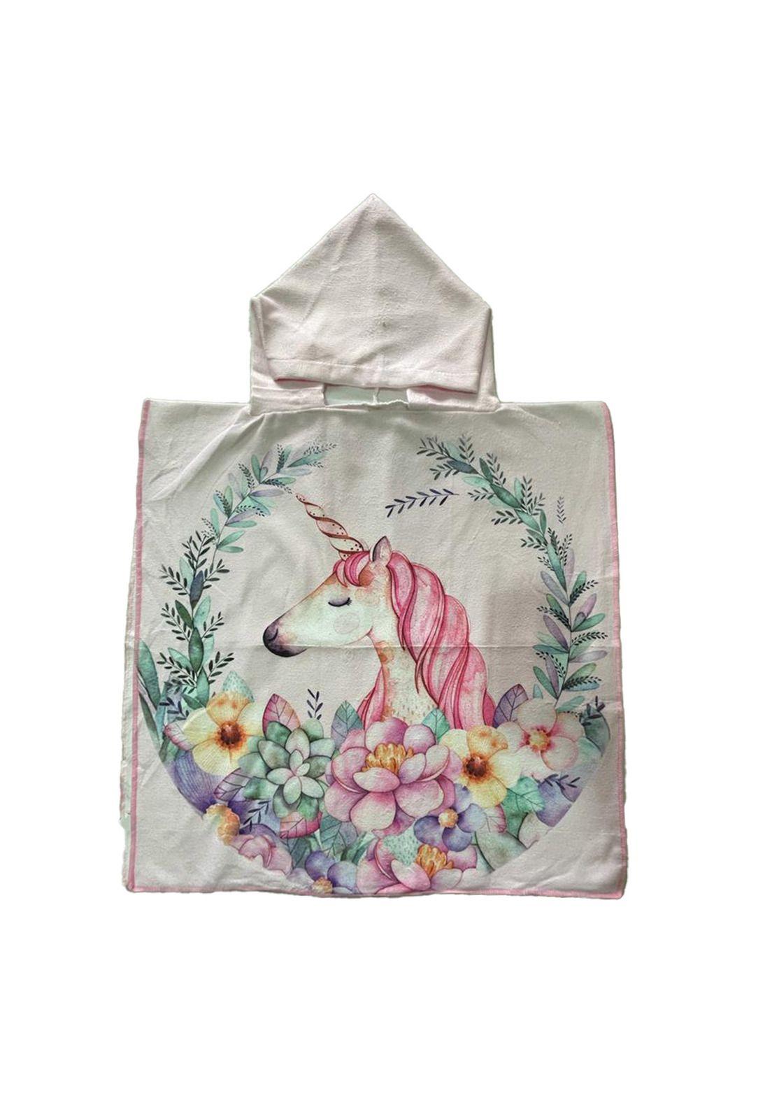 Toalla Para Niña Con Capucha Microfibra Unicornio 13-0