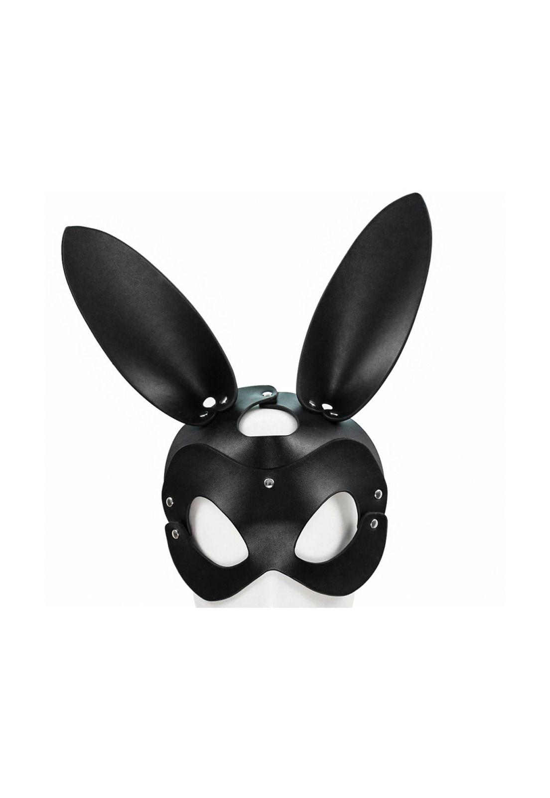 Antifaz Mascara Erotica Conejo Bdsm Ecocuero Negro-0