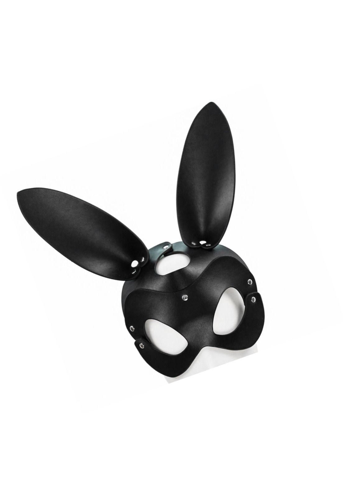 Antifaz Mascara Erotica Conejo Bdsm Ecocuero Negro-1