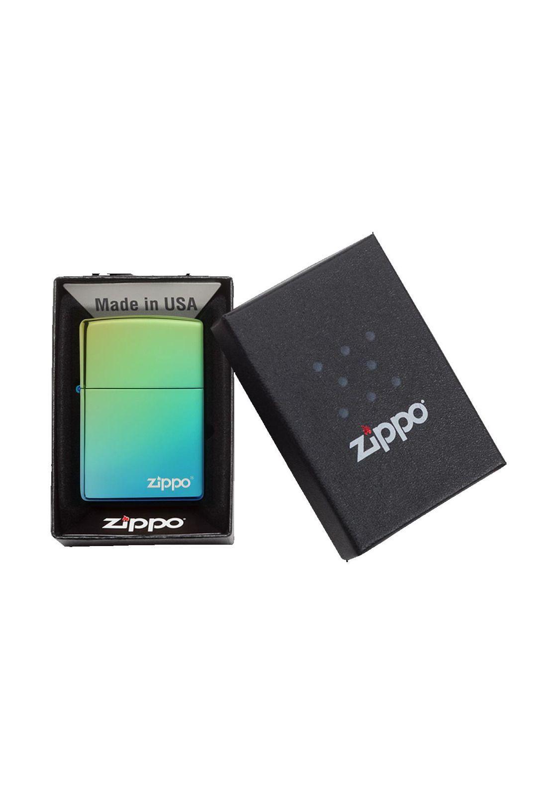Encendedor Zippo High Polish Teal Logo Vede ZP49191ZL-3