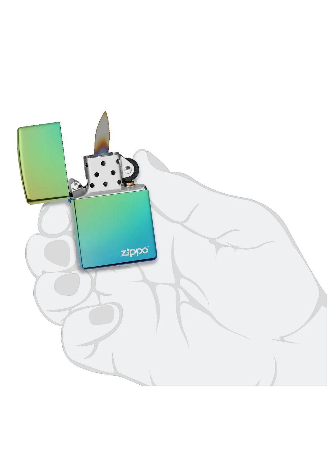 Encendedor Zippo High Polish Teal Logo Vede ZP49191ZL-4