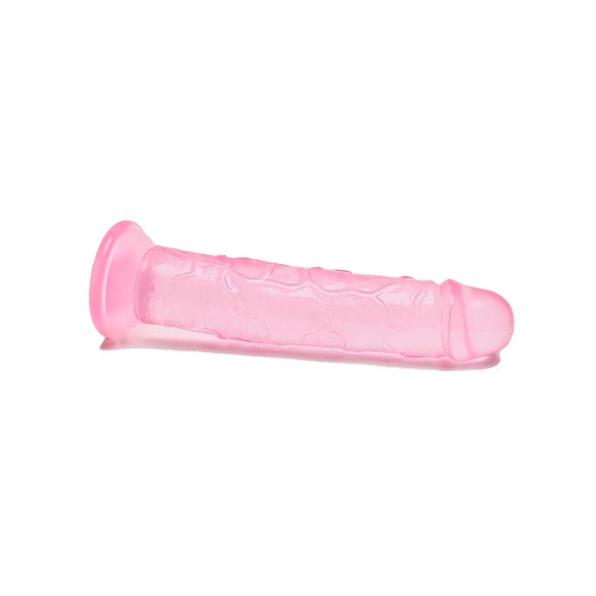 Consolador Dildo Jelly Transparente Con Ventosa Rosa 19 Cm-1