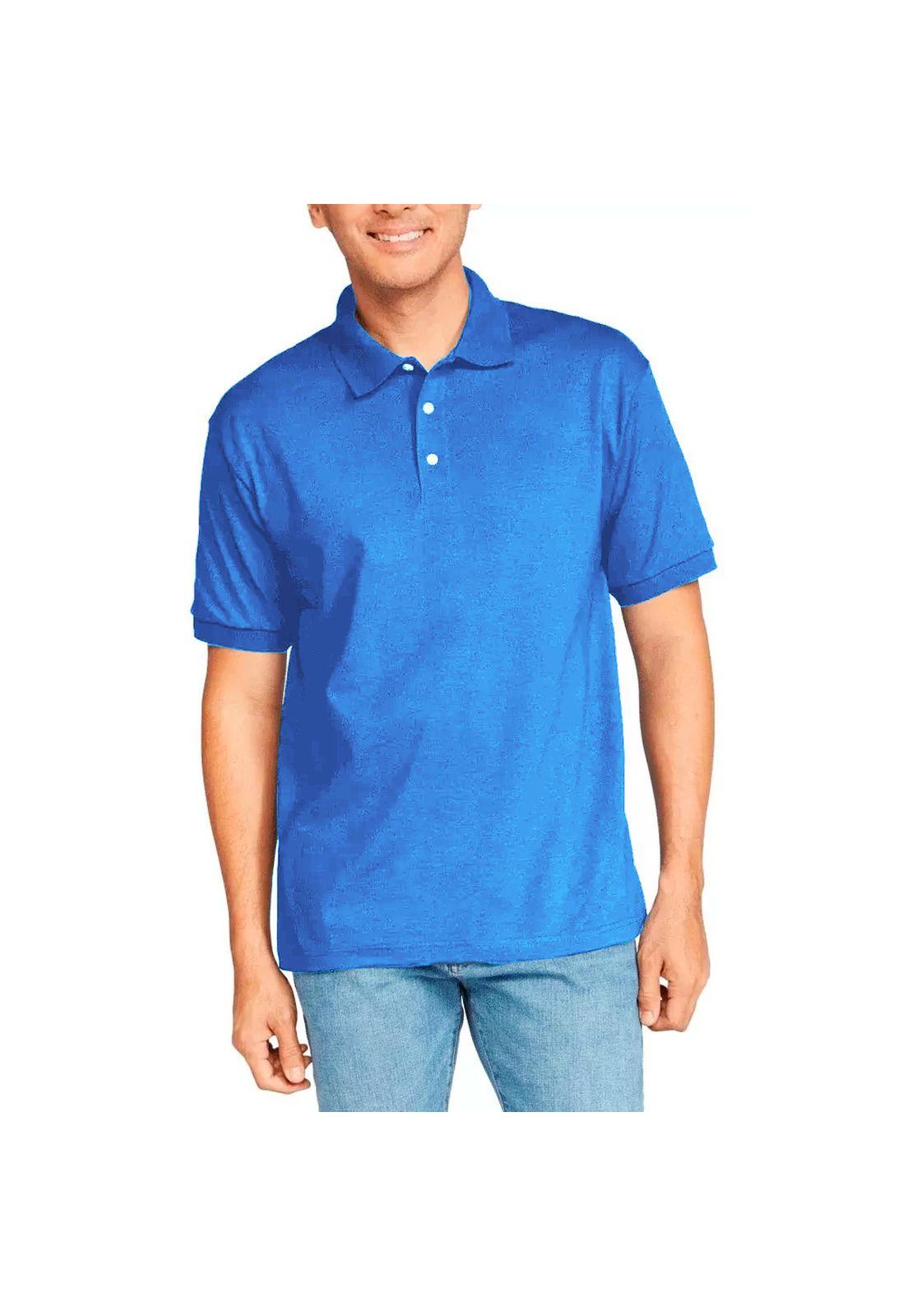 Polera Pique Lisa Manga Corta Color Azul Sangiovanni-3