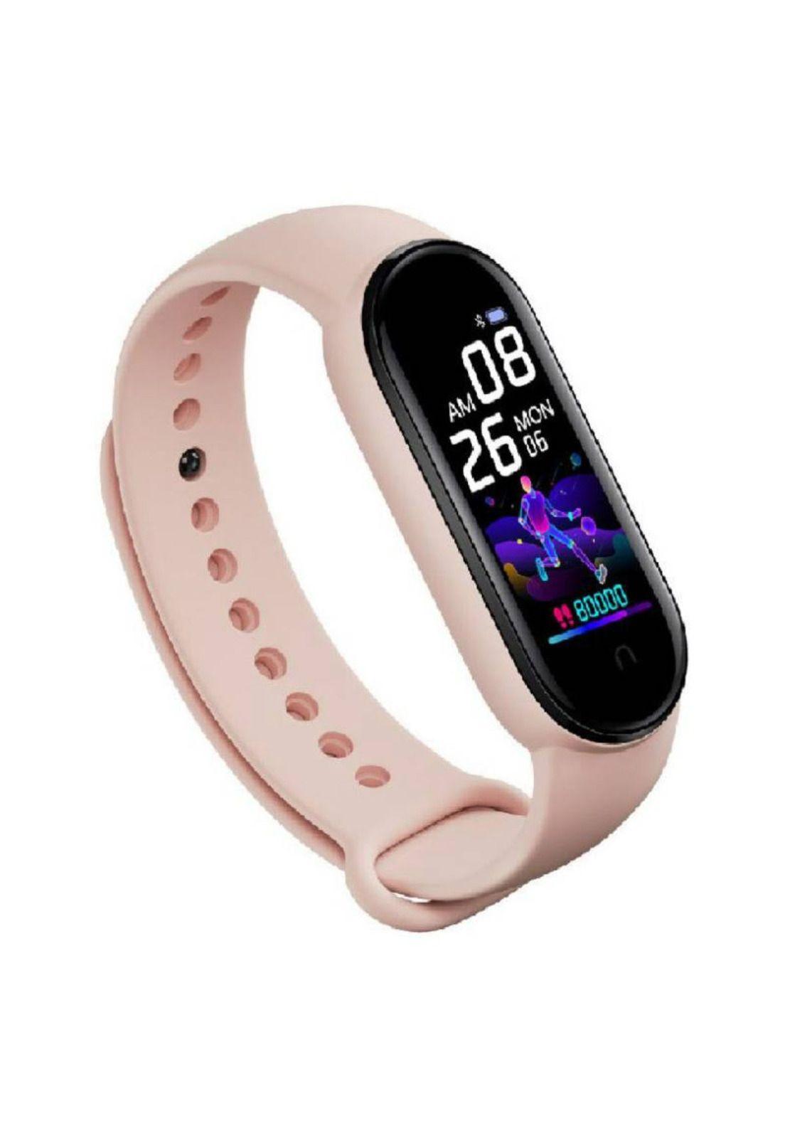 Reloj Smart Band M6 Monitor Cardiaco Deportes Calorias Rosa-0
