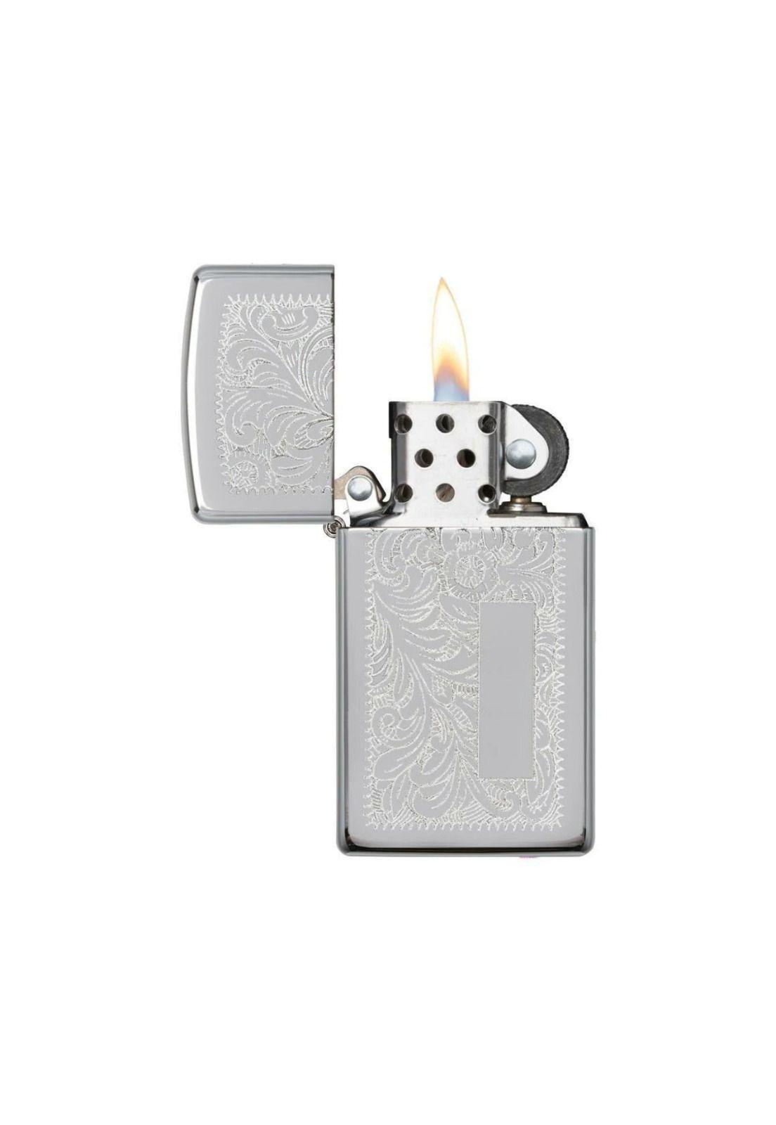 Encendedor Zippo Slim Chrome Venetian Plateado ZP1652-1