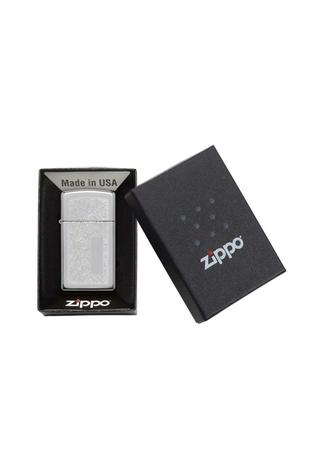 Encendedor Zippo Slim Chrome Venetian Plateado ZP1652-3