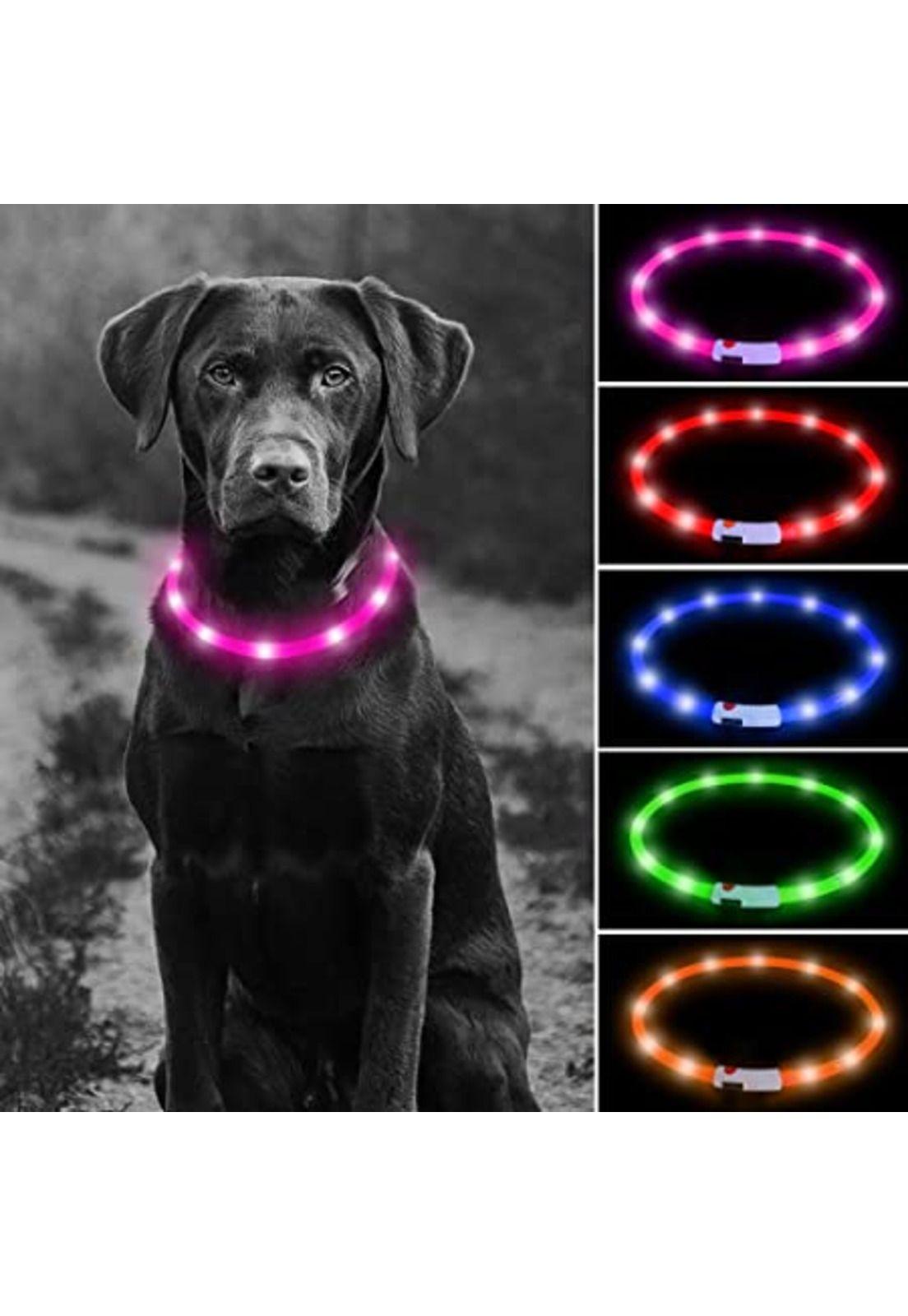 COLLAR CON LUZ DE GOMA NARANJA MASCOTA USB TALLA M-2