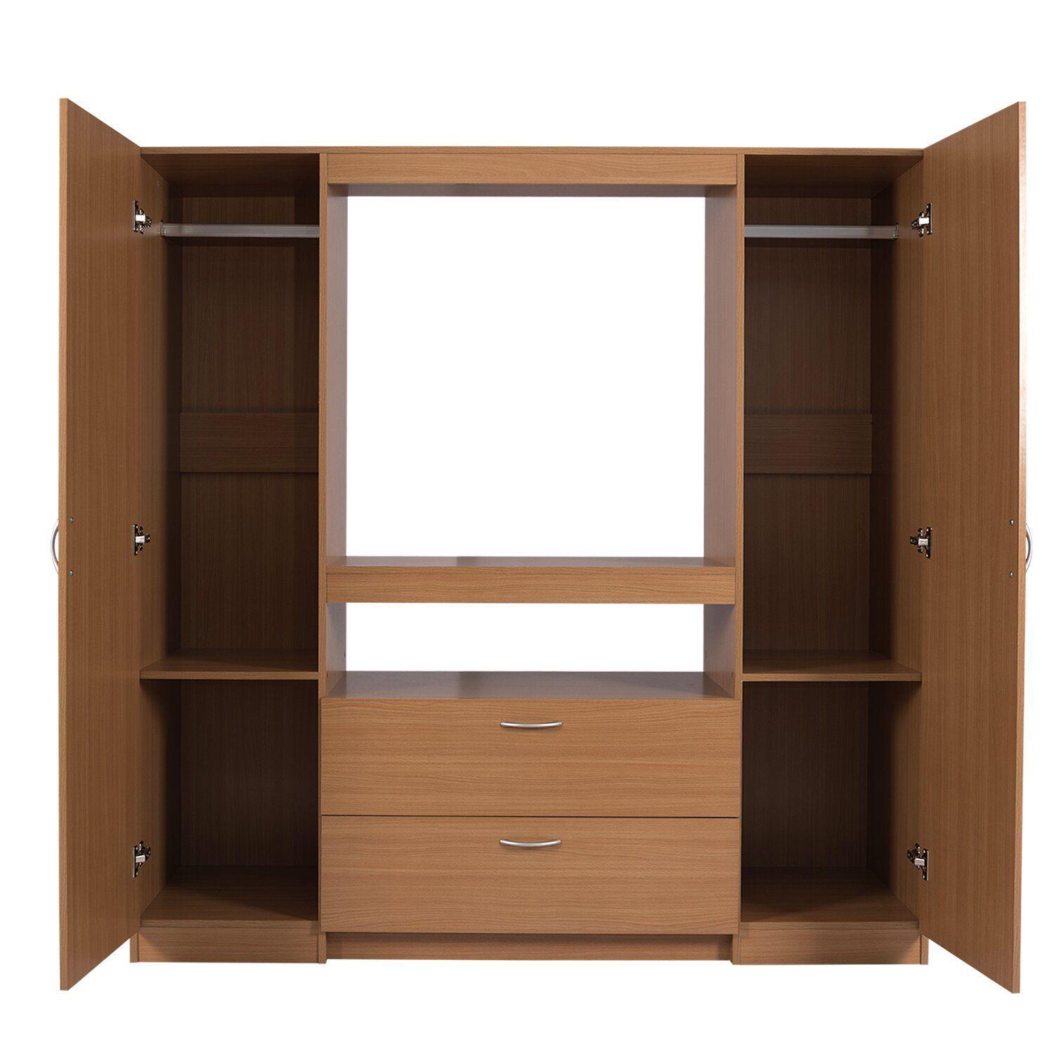 Closet Rack 2 puertas 2 cajones, Café claro-2