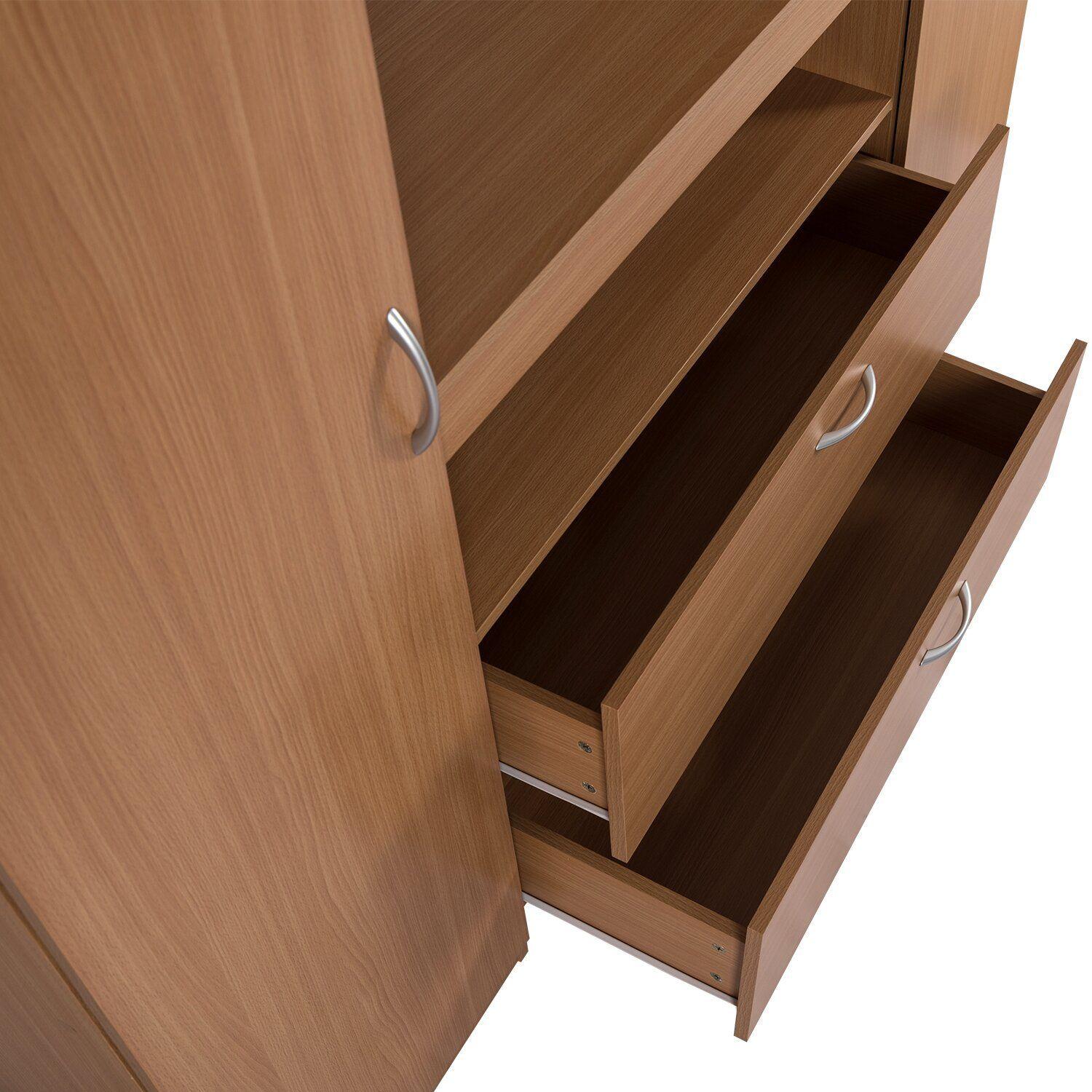 Closet Rack 2 puertas 2 cajones, Café claro-3