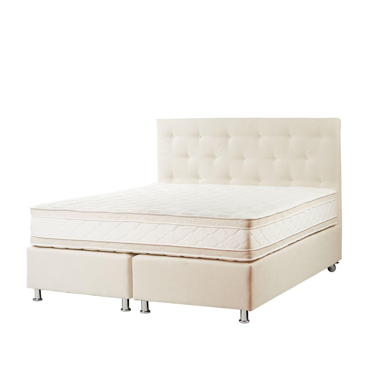 Box Americano Excélsior 2 Plazas BD Capitoné Crema con Látex-1