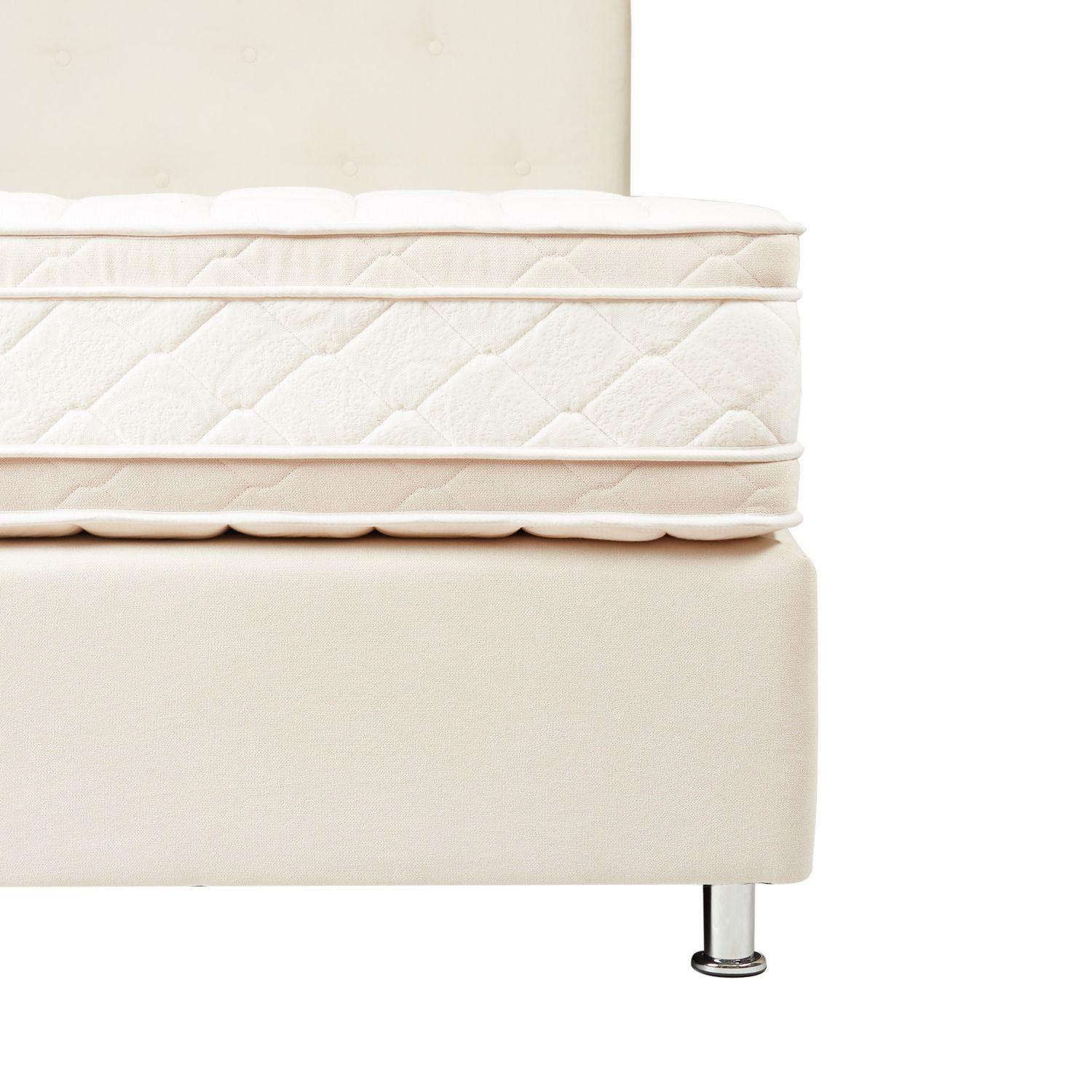 Box Americano Excélsior 2 Plazas BD Capitoné Crema con Látex-2