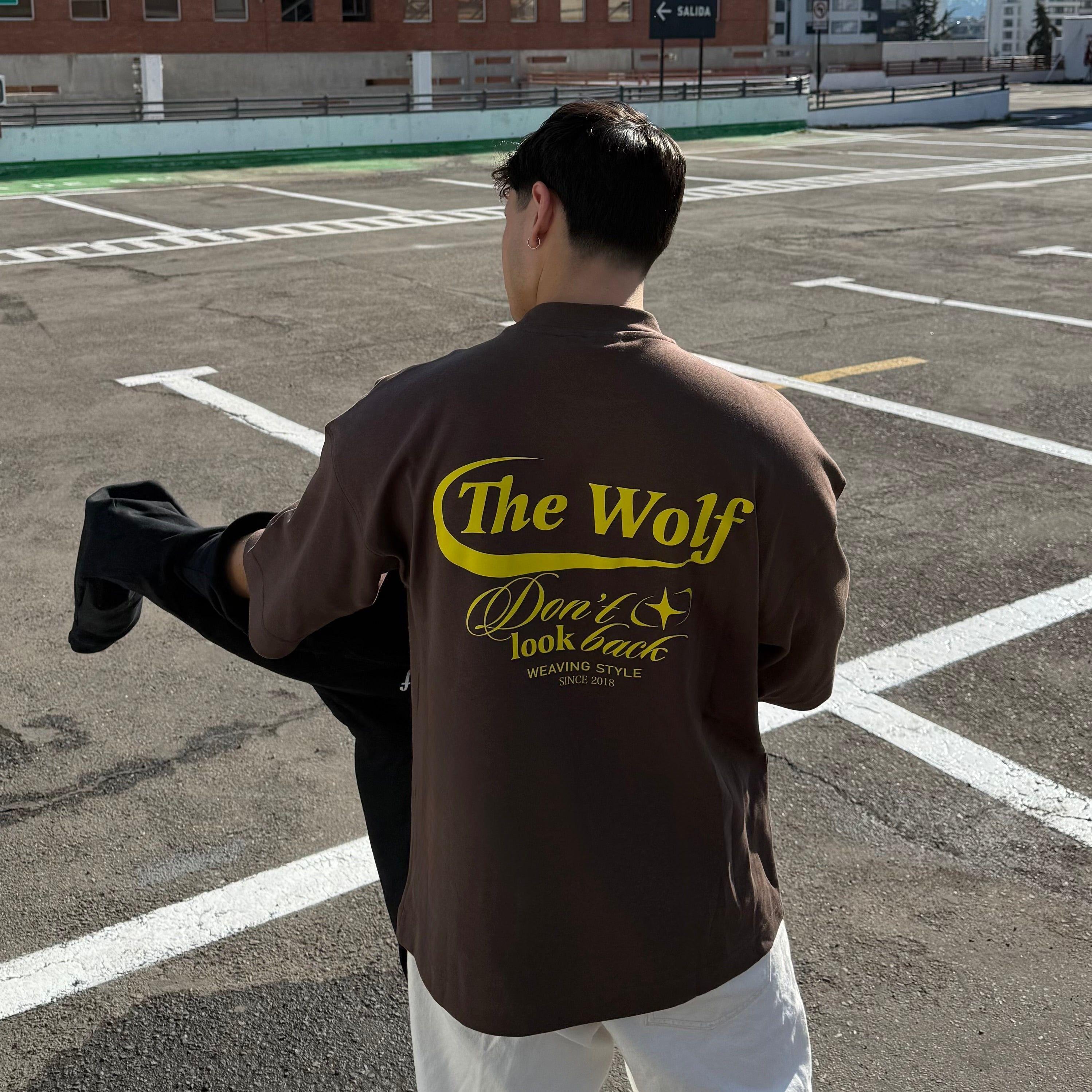 Polera Don't Look Back Café Oversize Heavy Weight 280 gr-3