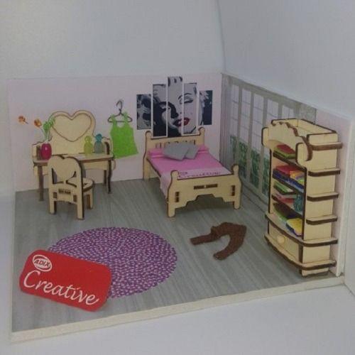 Muebles De Maqueta Dormitorio Armable 4 Piezas-1