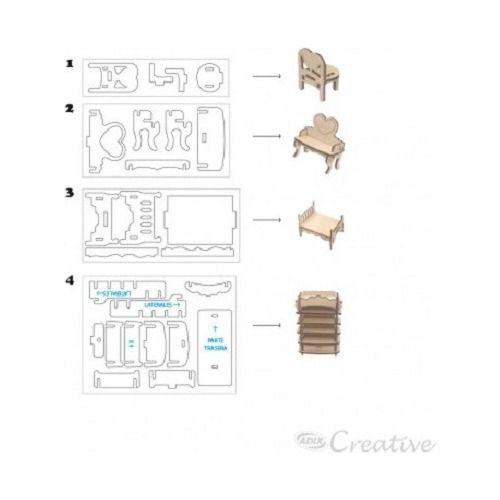 Muebles De Maqueta Dormitorio Armable 4 Piezas-3