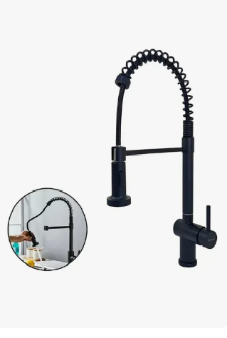 Llave Monomando Lavaplatos Flexible Profesional Negro-2