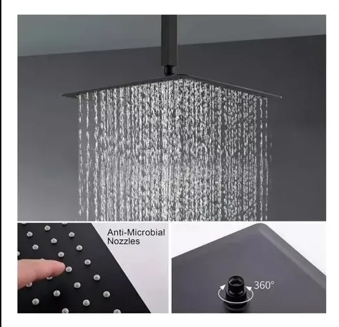 Plato De Ducha Cuadrado 25cm Schwartz Negro Acero Inoxidable-3