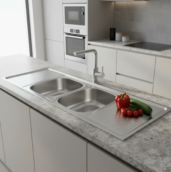 Lavaplatos Sobreponer 150x50 2B 2S Plateado-2