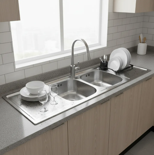 Lavaplatos Sobreponer 150x50 2B 2S Plateado-3