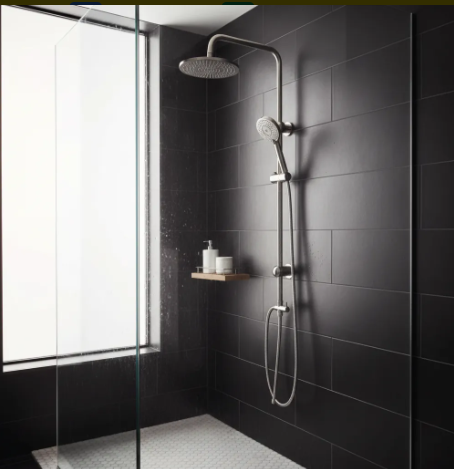 Columna de Ducha Simple sin Grifería Cromada Regulable-2