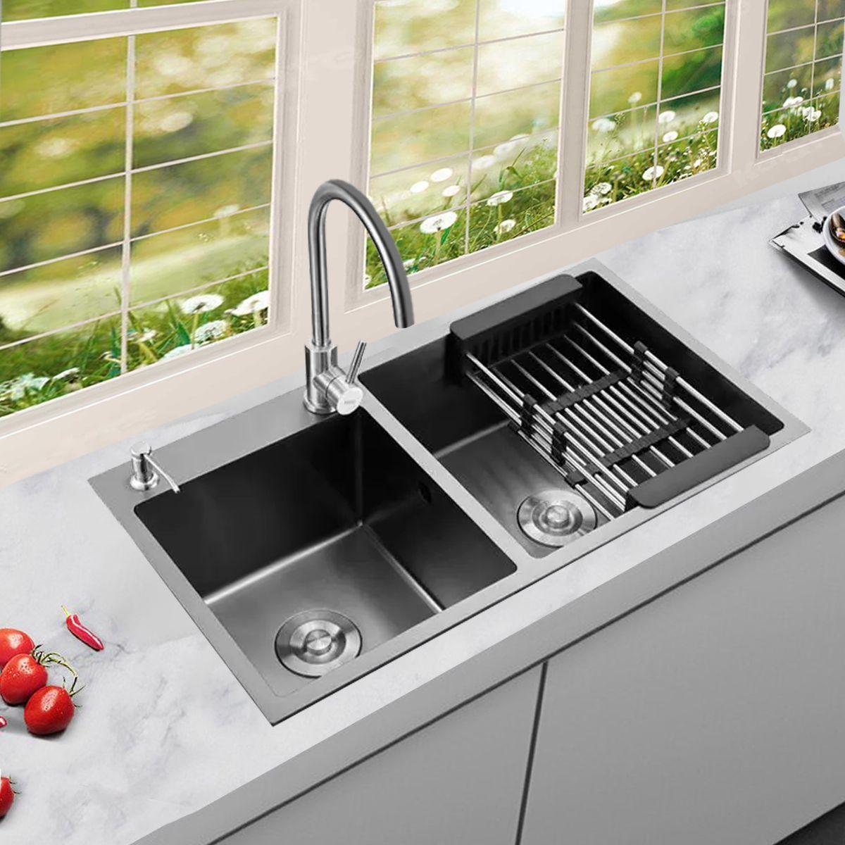 Lavaplatos Doble Empotrado Filipo 68x38 Black-2