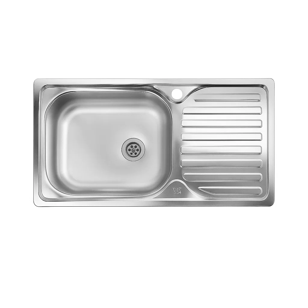 Lavaplatos Empotrado Simple 80 44 Inoxidable Derecho Llave Monomando-2