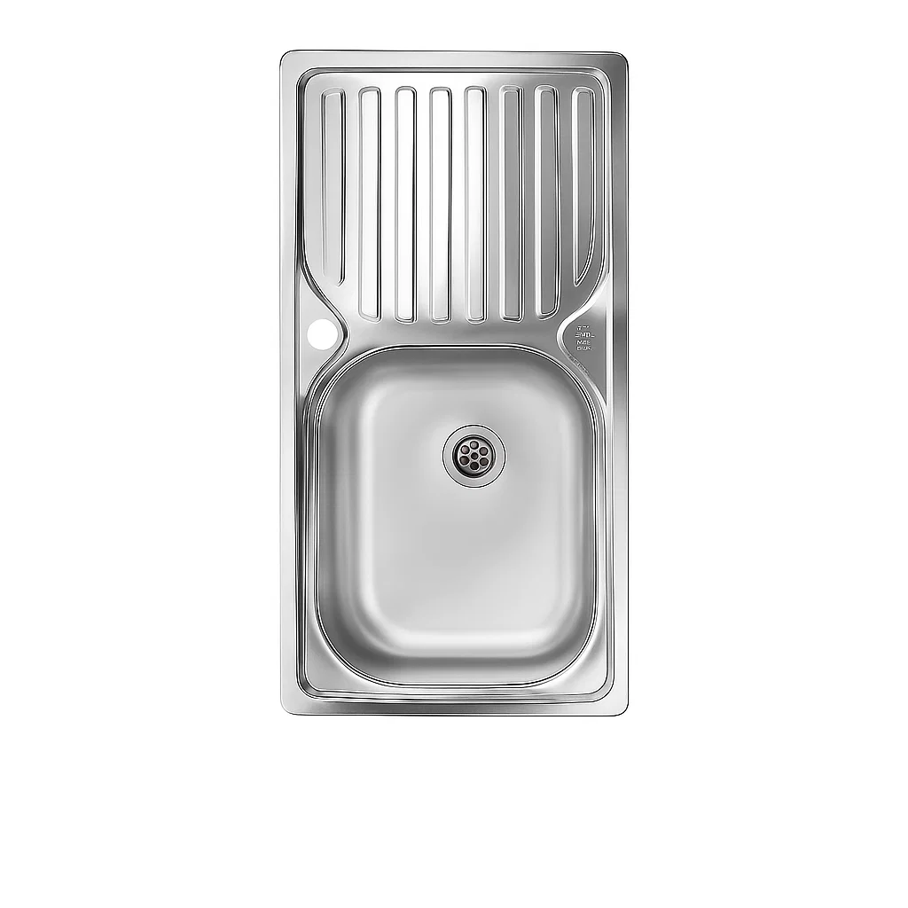 Lavaplatos Empotrado Simple 80 44 Inoxidable Derecho Llave Monomando-3