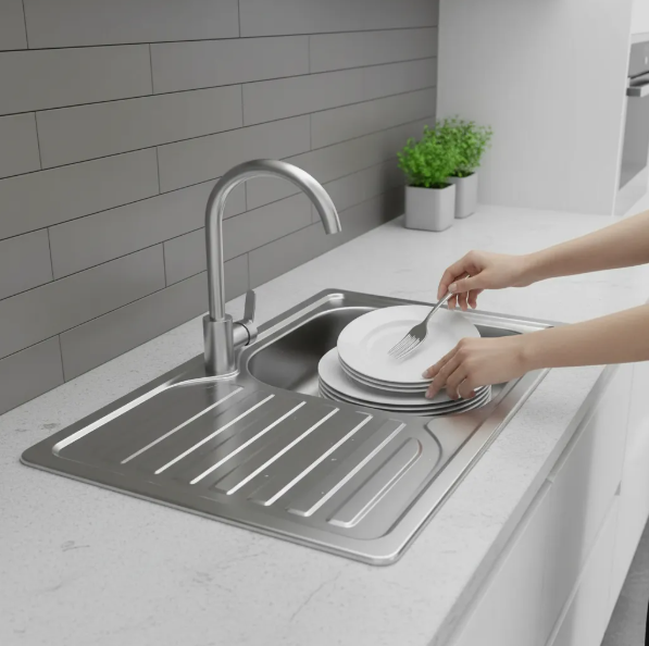 Pack Lavaplatos 80x44 Secador Izquierdo Con Llave Monomando Inox-1