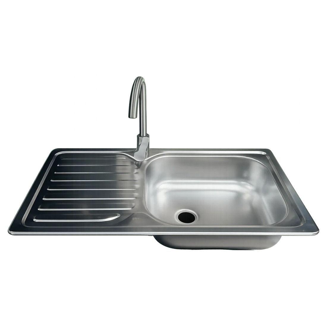 Pack Lavaplatos 80x44 Secador Izquierdo Con Llave Monomando Inox-5