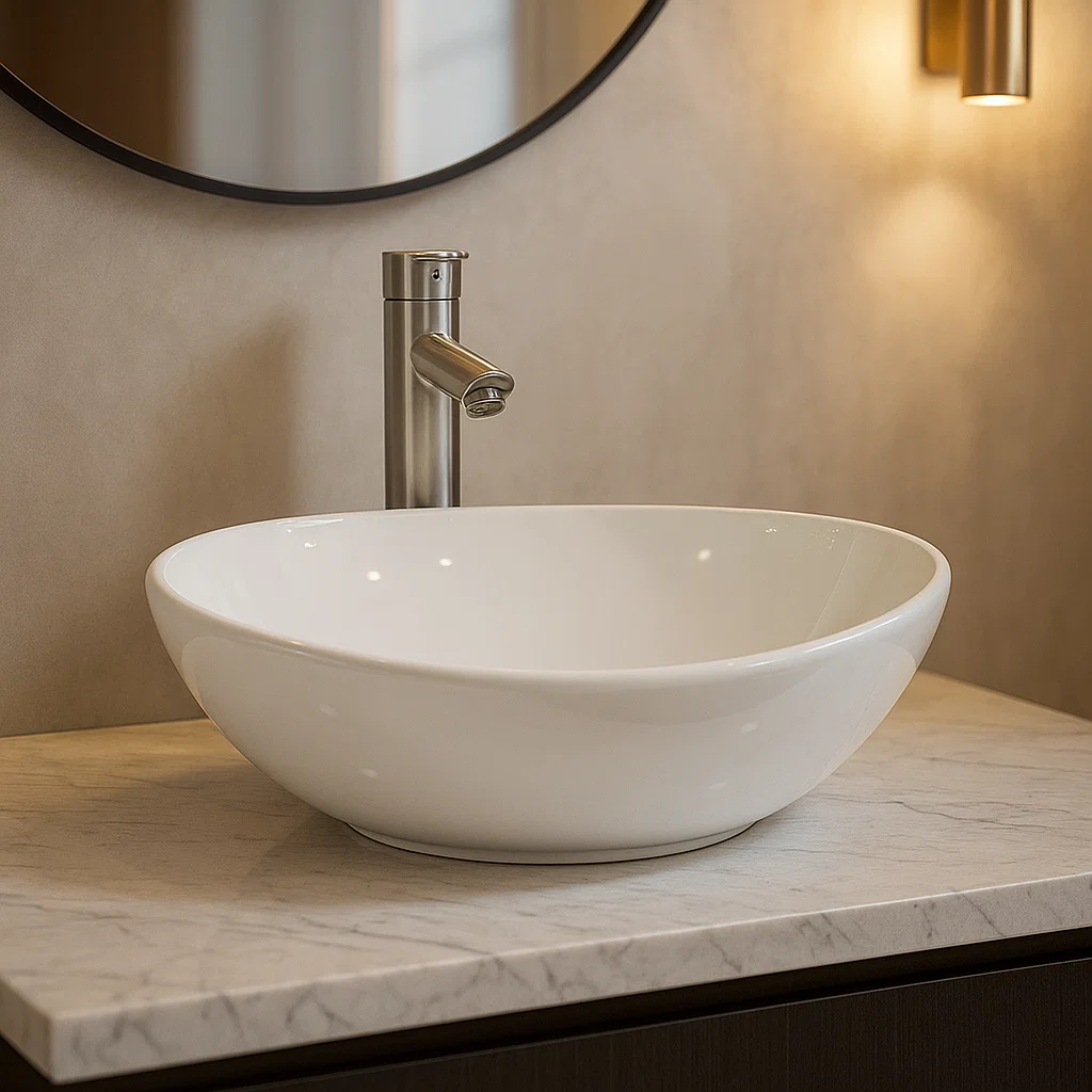 Lavamanos Bowl 40cm Sobreponer Ceramica Premium + llave-6