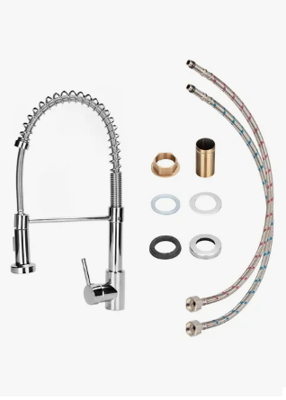 Llave Monomando Lavaplatos Flexible Profesional Plata-2