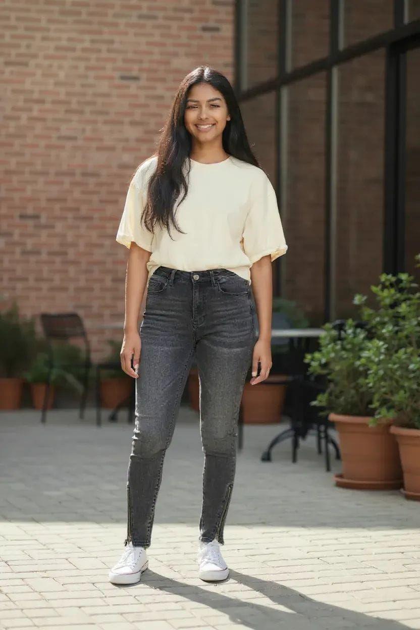 Jeans Pitillo Con detalle de Cierres En tobillos Talla 8-2